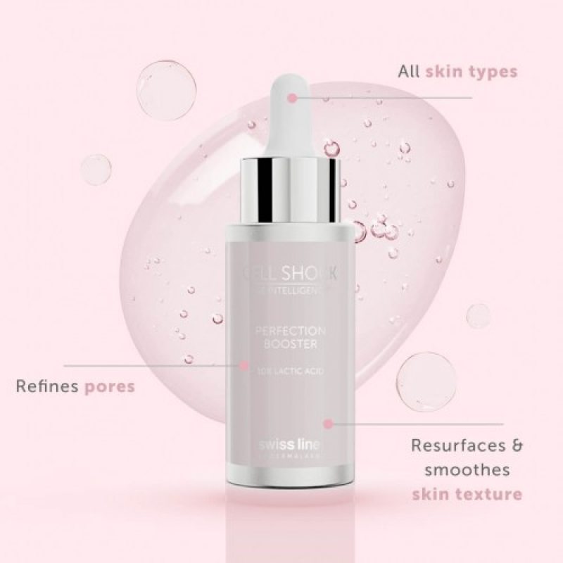 Tinh chất Latic acid thay da sinh học và làm đều màu da Swissline cell shock perfection booster 10% lactic acid